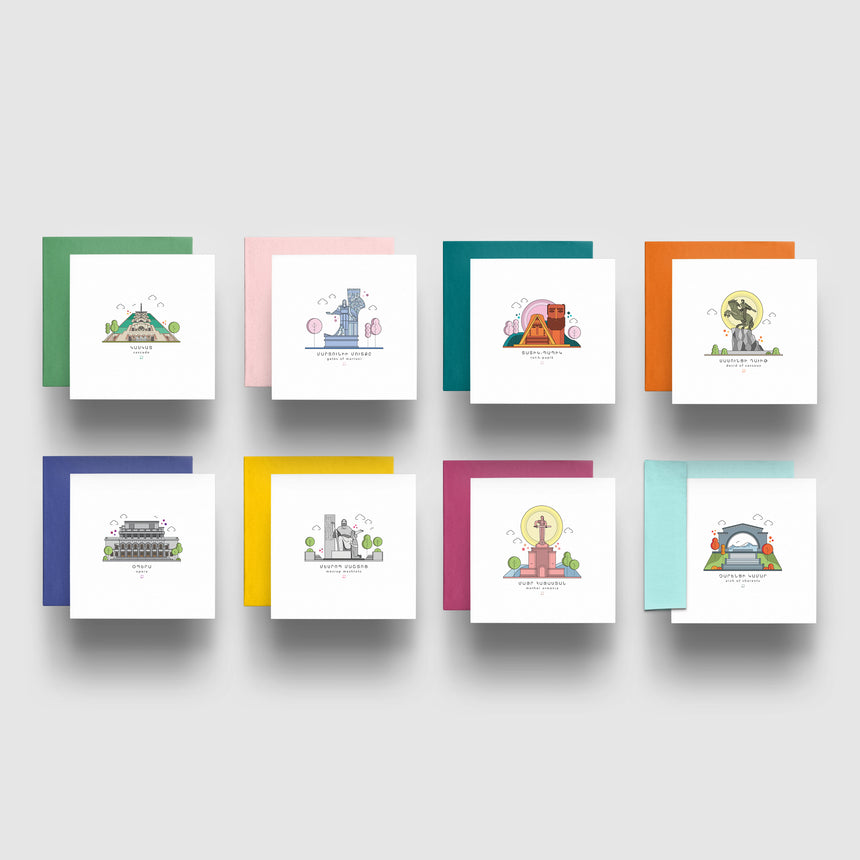 Greeting Cards Set of 8 - Icons