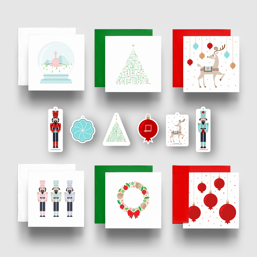 Greeting Cards Set of 6 + 6 Gift Tags - Christmas