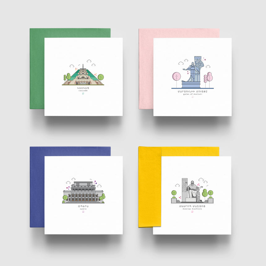 Greeting Cards Set of 8 - Icons